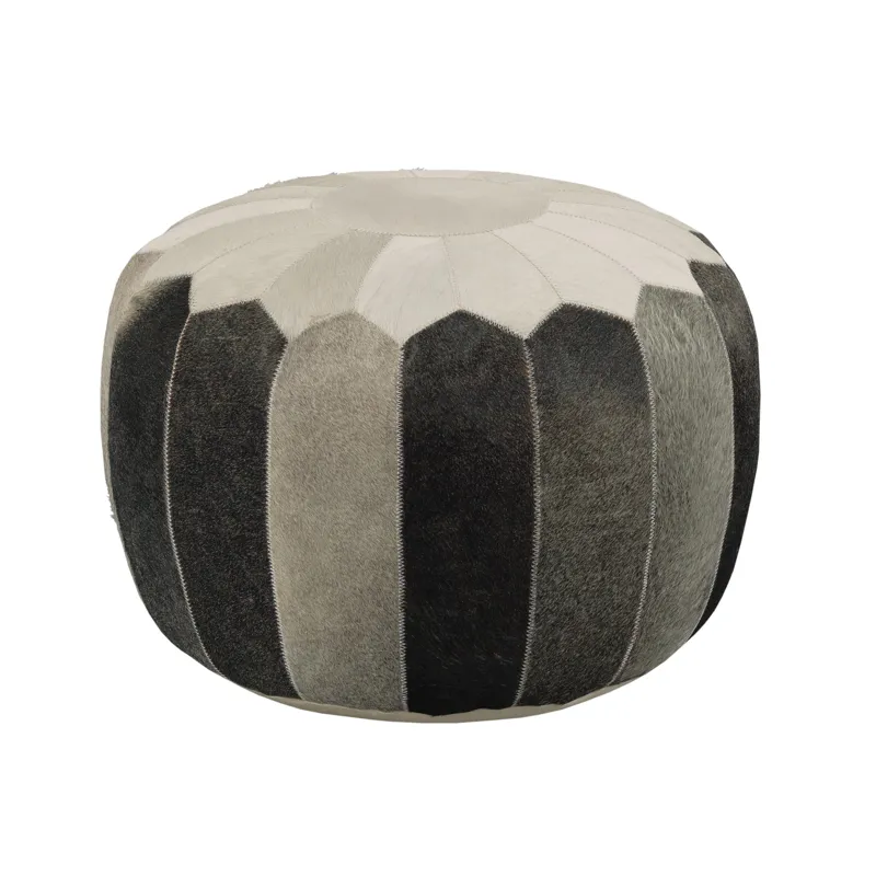 Hidden Treasures Hair On Hide Round Pouf