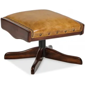 5960-O-OL&nbsp;Boomerang Ottoman with wooden overlays