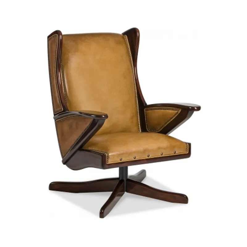 5960-SRÂ Boomerang Swivel Chair w/ wooden overlays