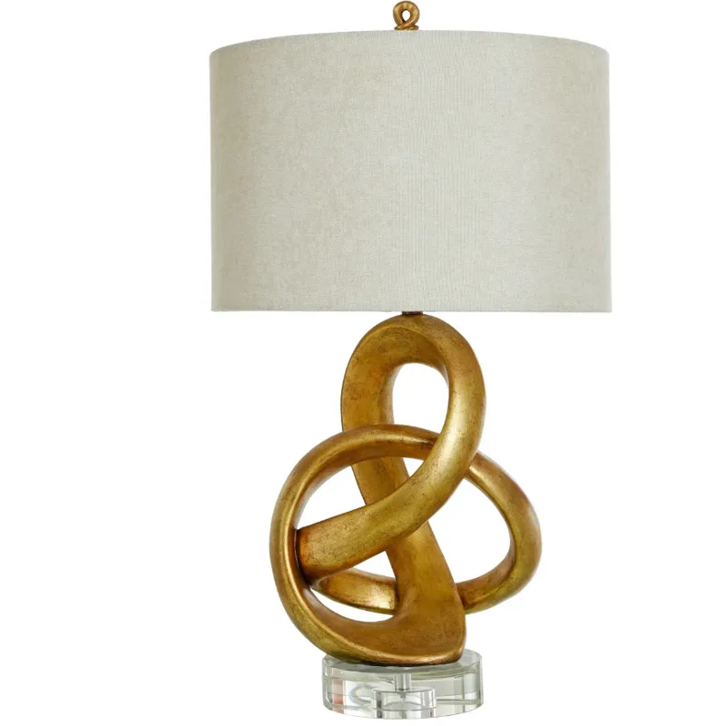 BINGLEY TABLE LAMP | Gold Finished Metal Body with Crystal Base | Hardback Shade