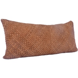 Suede Basket Weave Long Lumbar Pillow