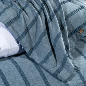 Harper 3PC Super King Stripe Duvet Cover Set, Blue