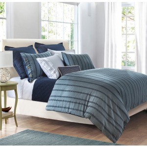 Harper 3PC Super King Stripe Duvet Cover Set, Blue