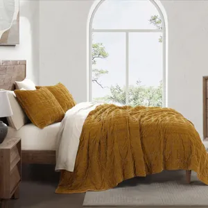 hiend-accents-quilt-queen-saffron-stella-faux-silk-velvet-double-box-stitch-quilt-set-fb6600-qn-sf-s