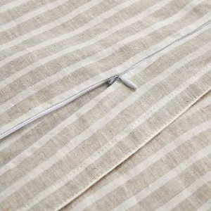 100% European Flax Linen Railroad Stripe Duvet Cover Set
