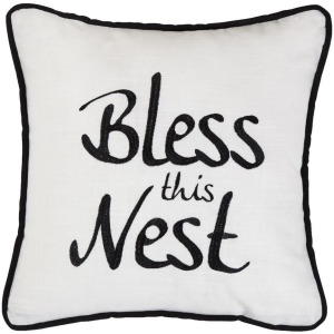 Bless This Nest Embroidery Throw Pillow