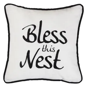 Bless This Nest Embroidery Throw Pillow