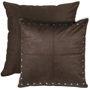 Tuscon Chocolate Studded Leather Euro Sham - Reversible