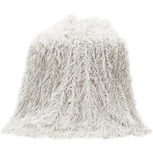 Mongolian Faux Fur Throw Blanket - White