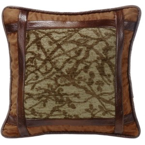 Highland Lodge Framed Tree Pillow w/Faux Leather