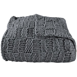 Hand Knitted Chess Throw - Slate