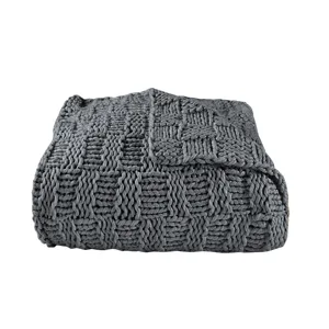 Hand Knitted Chess Throw - Slate