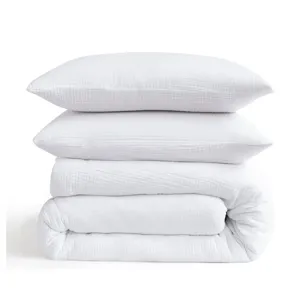 Cotton Voile Comforter Set, White - Queen