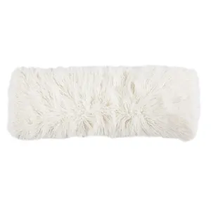 Mongolian Faux Fur Lumbar Pillow - Cream