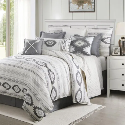 Free Spirit 4PC King Bedding Set - Gray/White