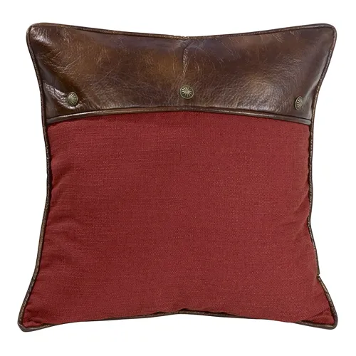 Ruidoso Red Euro Pillow Sham w/Leather & Concho