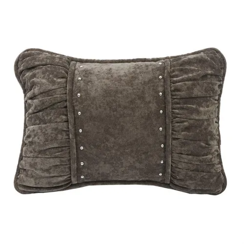 Silverado Shirred Fabric Lumbar Pillow - Gray Velvet