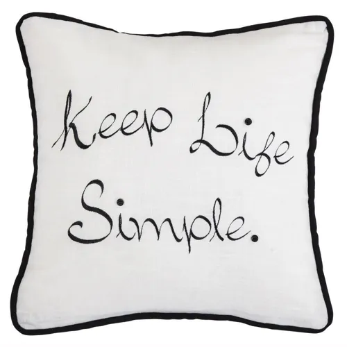 Keep Life Simple Embroidery Throw Pillow