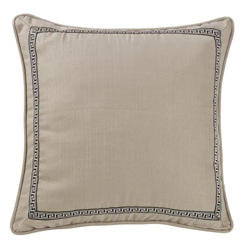 Augusta Linen Taupe Euro Sham w/Greek Key Trim