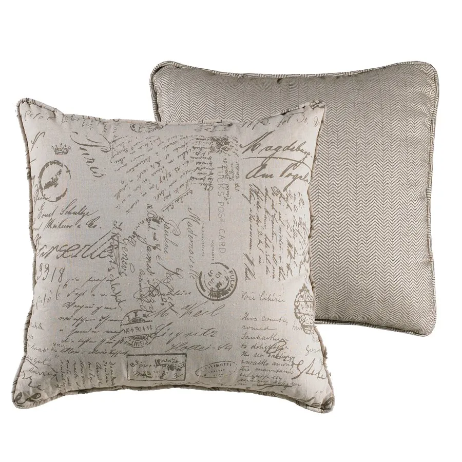 Fairfield Printed Script Linen Euro Sham