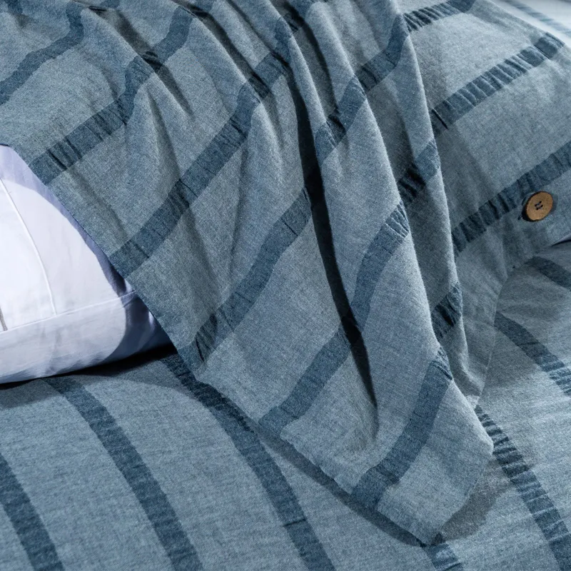 Harper 3PC Super King Stripe Duvet Cover Set, Blue