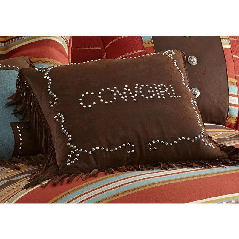 Cowgirl Studded Decorative Throw Pillow - Faux Leather