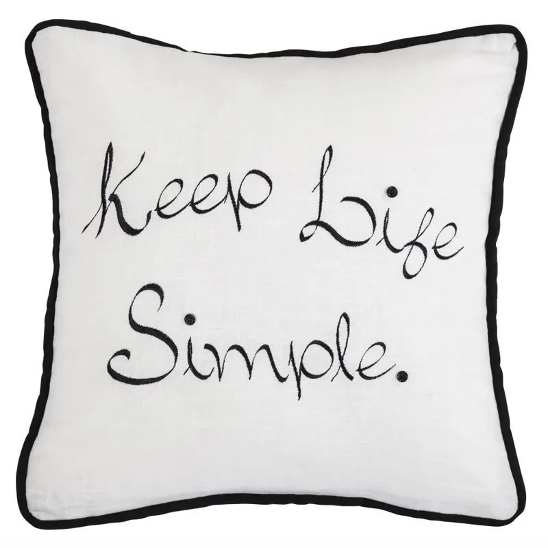 Keep Life Simple Embroidery Throw Pillow