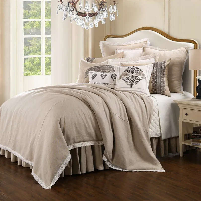 Charlotte 4-PC Super King Farmhouse Style Comforter Set - Taupe