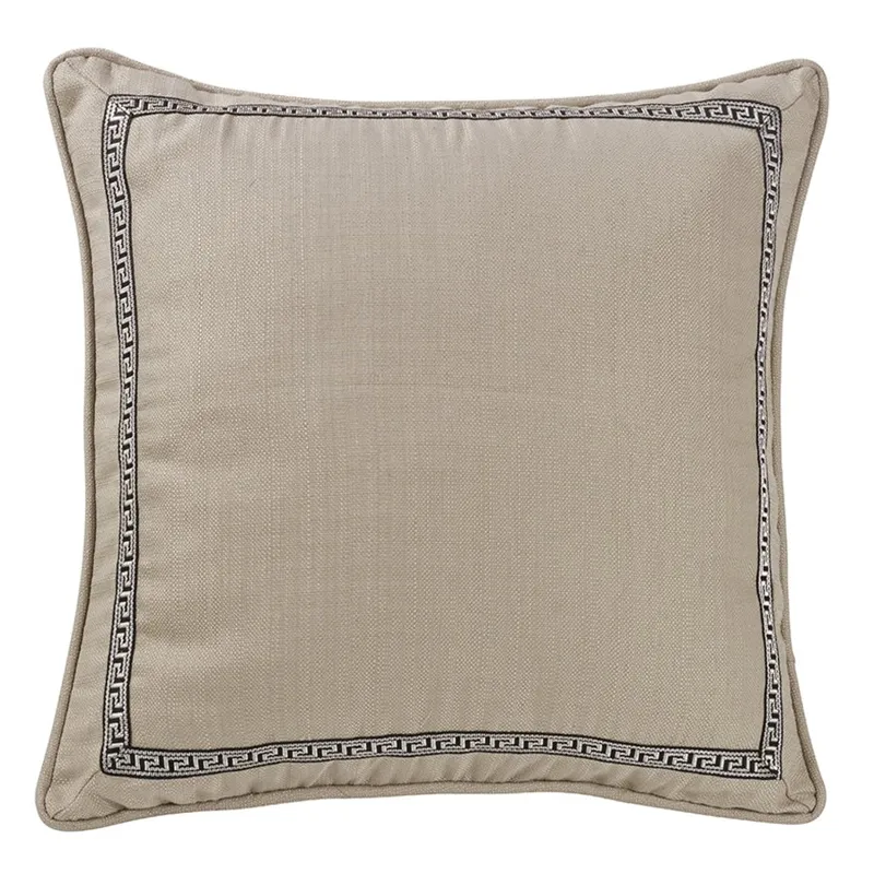 Augusta Linen Taupe Euro Sham w/Greek Key Trim