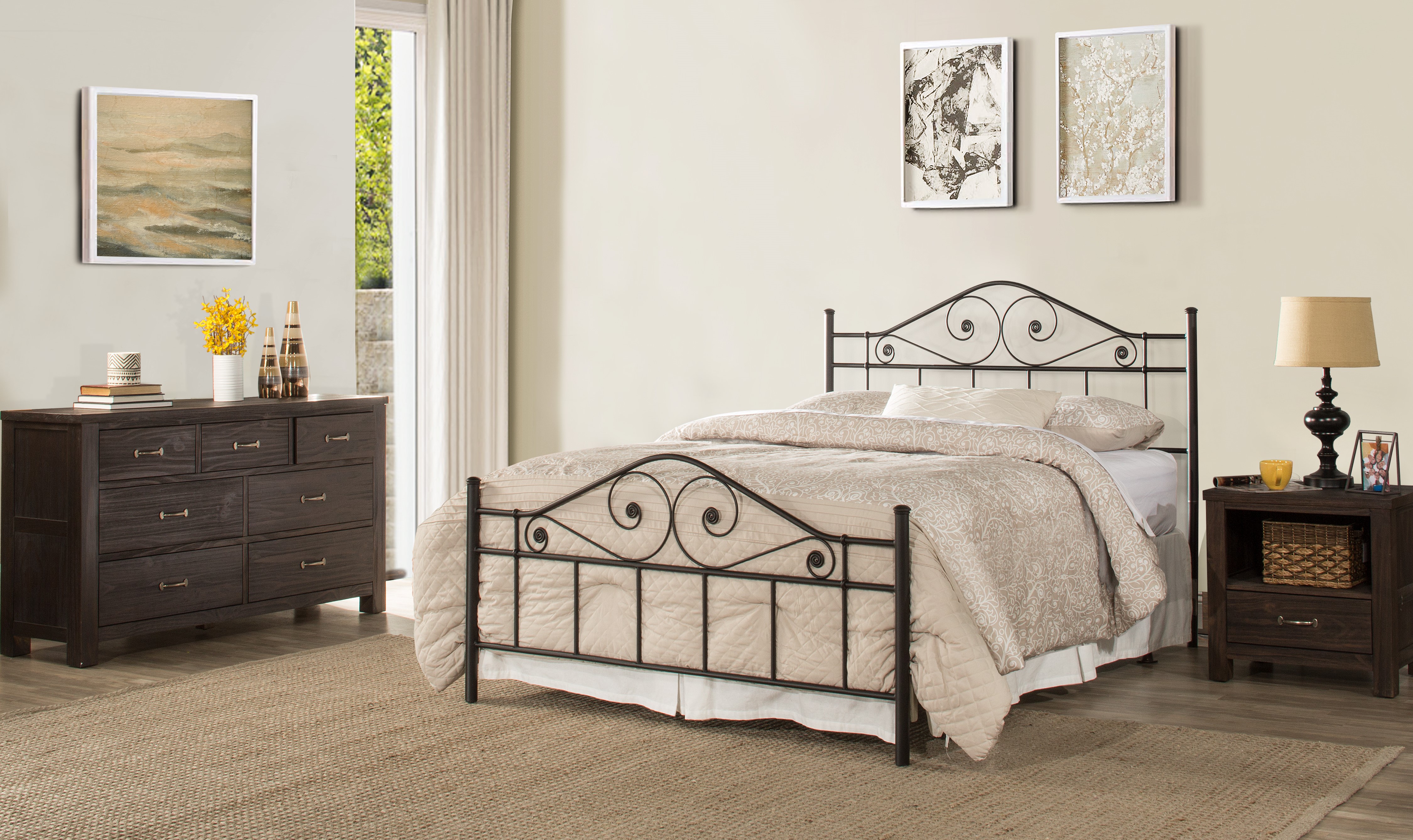 Harrison Queen Bed with Rails Textured Black 1403BQR by Hillsdale