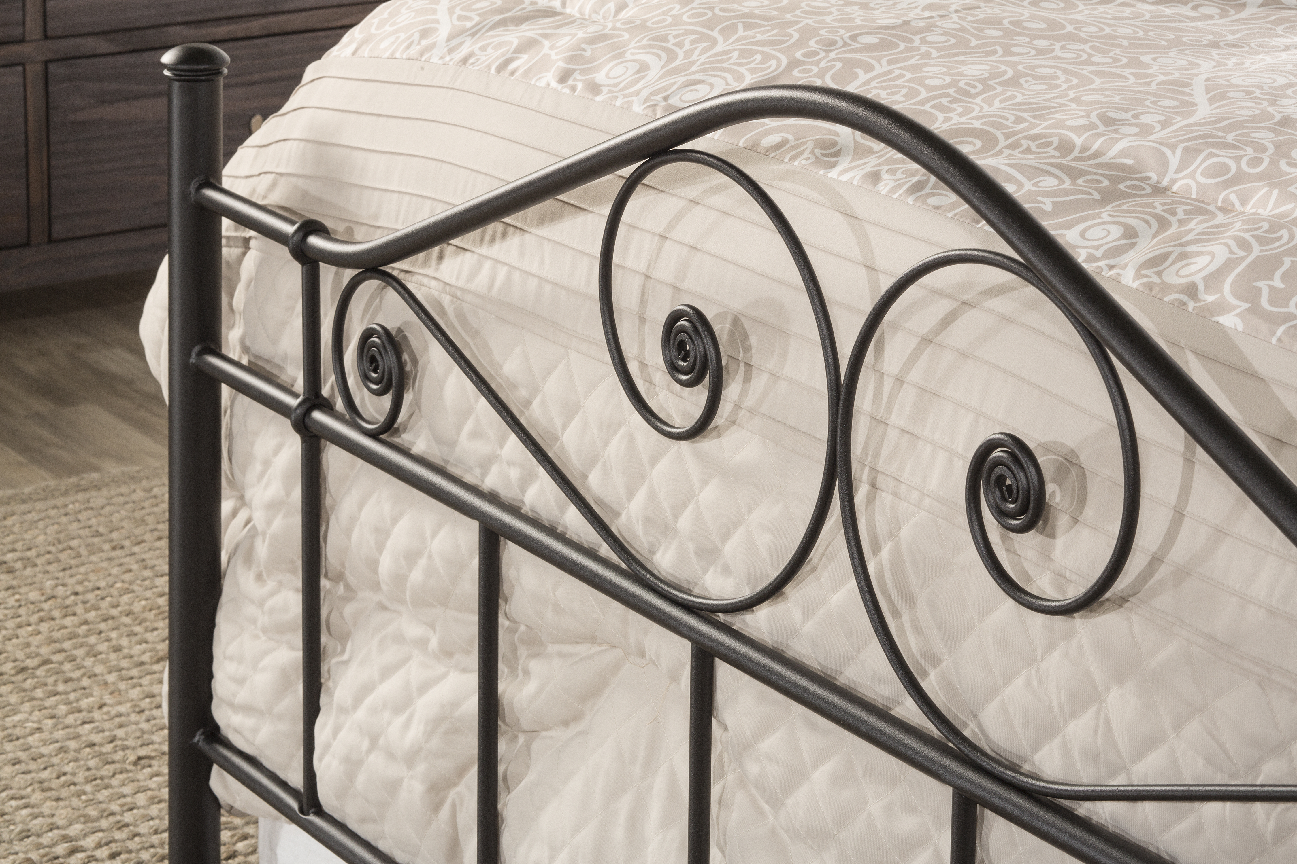 Harrison Queen Bed with Rails Textured Black 1403BQR by Hillsdale