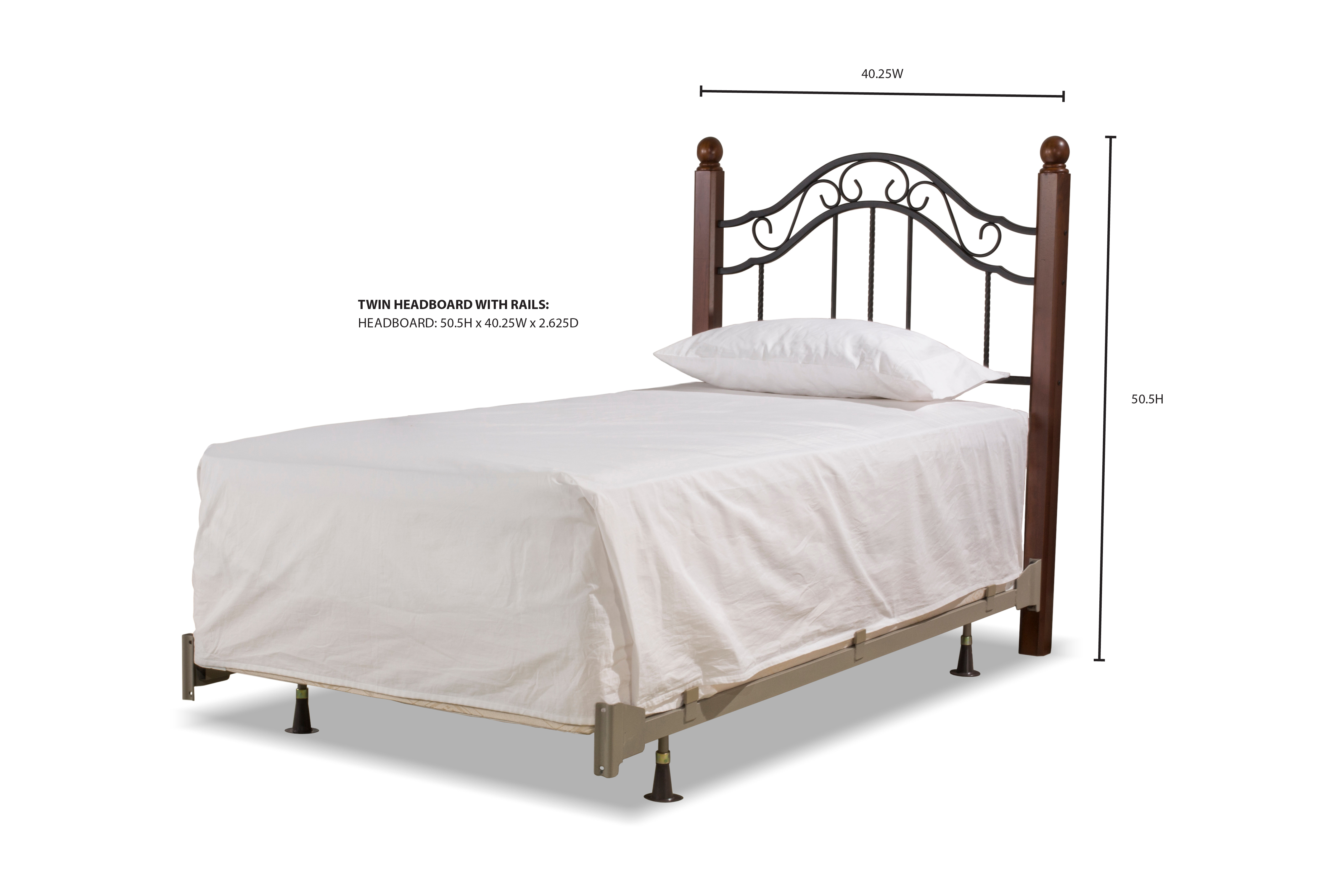 Madison Twin Headboard With Rails 1010HTWR by Hillsdale Furniture at