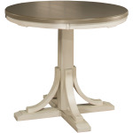 Clarion Round Counter Height Dining Table - Sea White Base with Distressed Gray Top