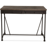 Casselberry Counter Height Table (Pipe Leg) - Distressed Walnut with Brown Metal