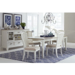 Rockport 5-Piece Rectangle Dining Set with Side Chairs - White with Driftwood Top