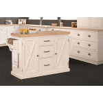 Brigham Kitchen Island in White with Natural Wood Top