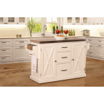Brigham Kitchen Island in White with Stainless Steel Top