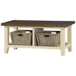 Tuscan Retreat Blanket Bench - Country White with Antique Pine Top