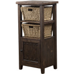 Tuscan Retreat Basket Stand with X Door with Two Baskets - Mocha