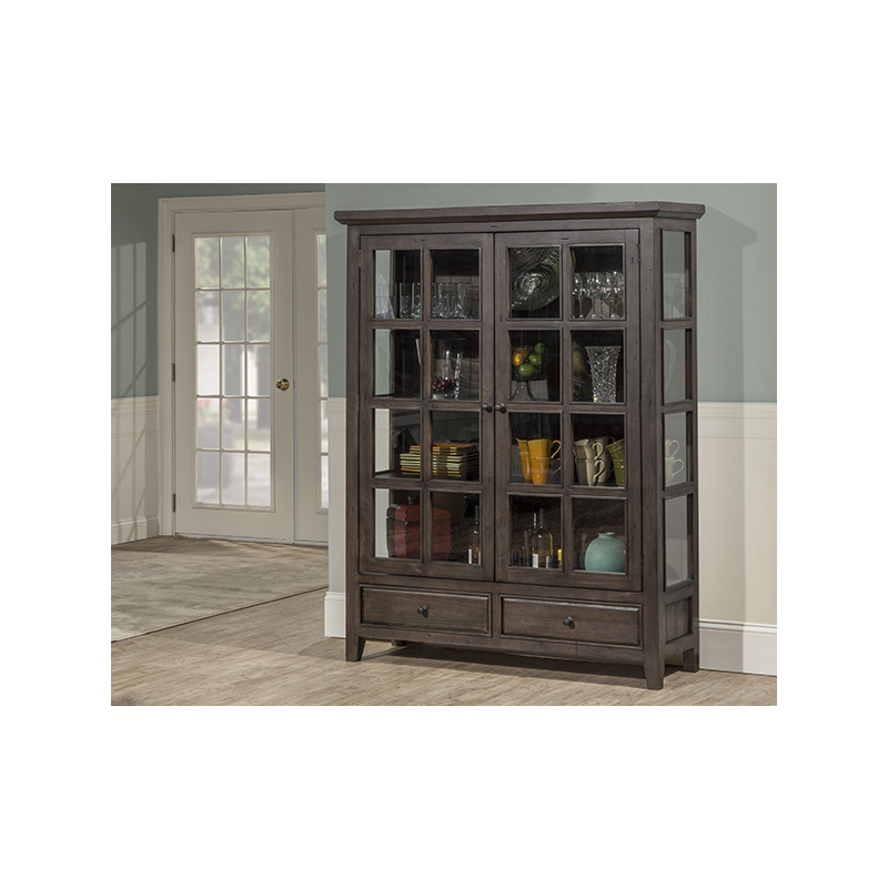 Tuscan Retreat Display Cabinet 2 Doors 2 Drawers With Clear Glass