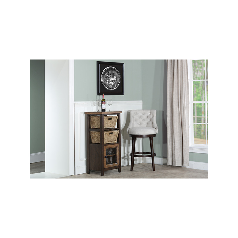 Tuscan Retreat Basket Stand with Wire Front and Two Baskets - Case Sua Two Tone Wood Finish / F