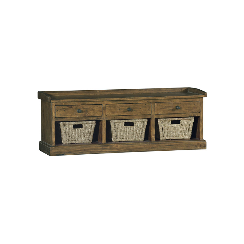 Tuscan Retreat Bench with 3 Drawers - Old World Pine