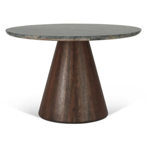Vista 48" Round Dining Table w/Lava Marble & Dark Oak Base