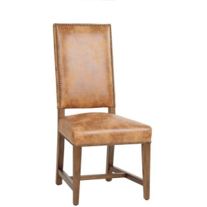 Darcy Dining Chair in Warm Brown Leather with Earth Legs