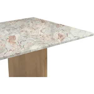 Abra 76" Dining Table in Toronto Marble Top and Light Mango Base