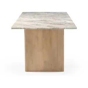 Abra 76" Dining Table in Toronto Marble Top and Light Mango Base