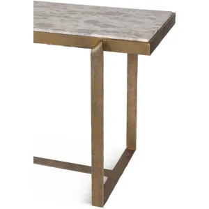 Argos 52" Console Table with Capri Beige Marble Top and Antique Brass Base