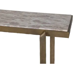 Argos 52" Console Table with Capri Beige Marble Top and Antique Brass Base