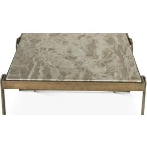 Argos 32" Coffee Table with Marble and Antique Brass