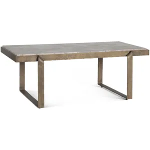 Argos 49" Large Coffee Table with Capri Beige Marble Top and Antique Brass Base